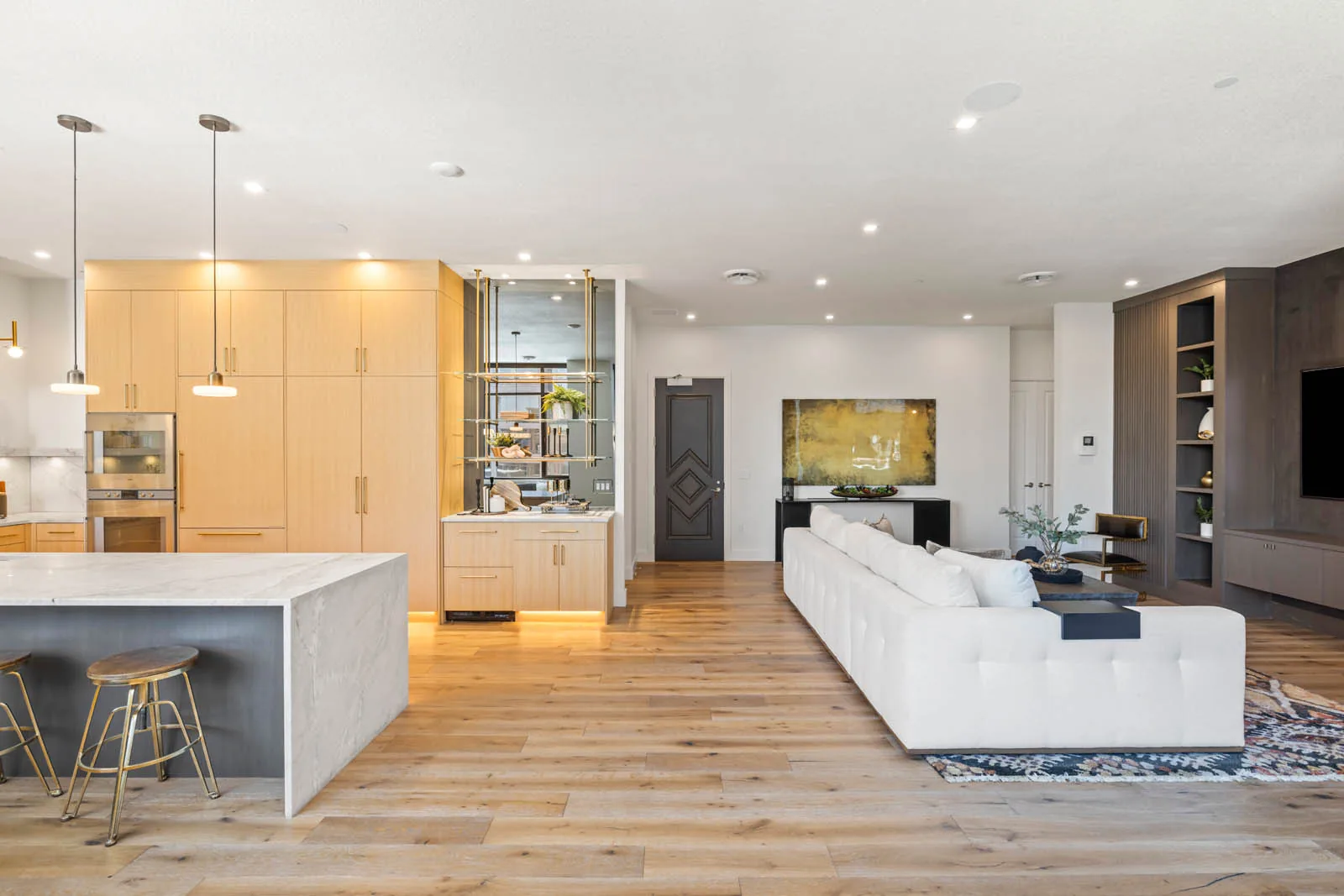 Royal Plaza 505, a finished interior with a stone island