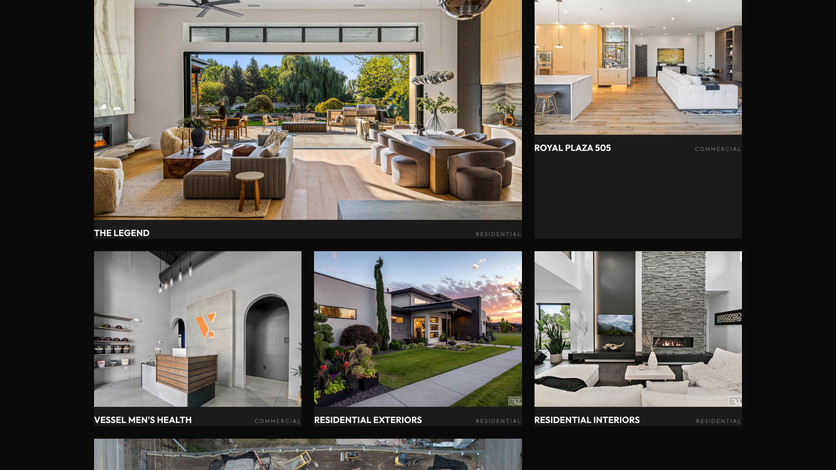 The selected work section of the new homepage